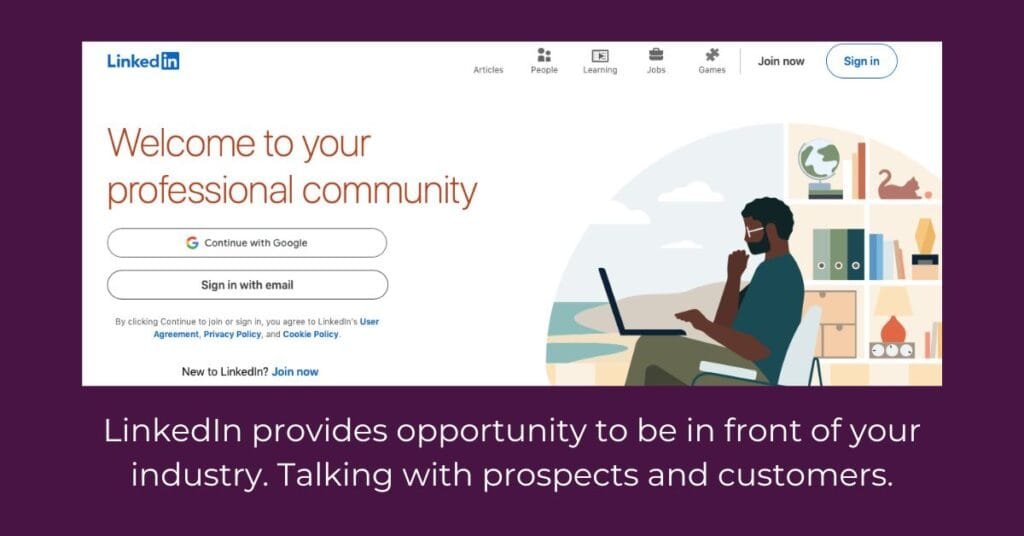 Image of LinkedIn website and brief overview of what it offers