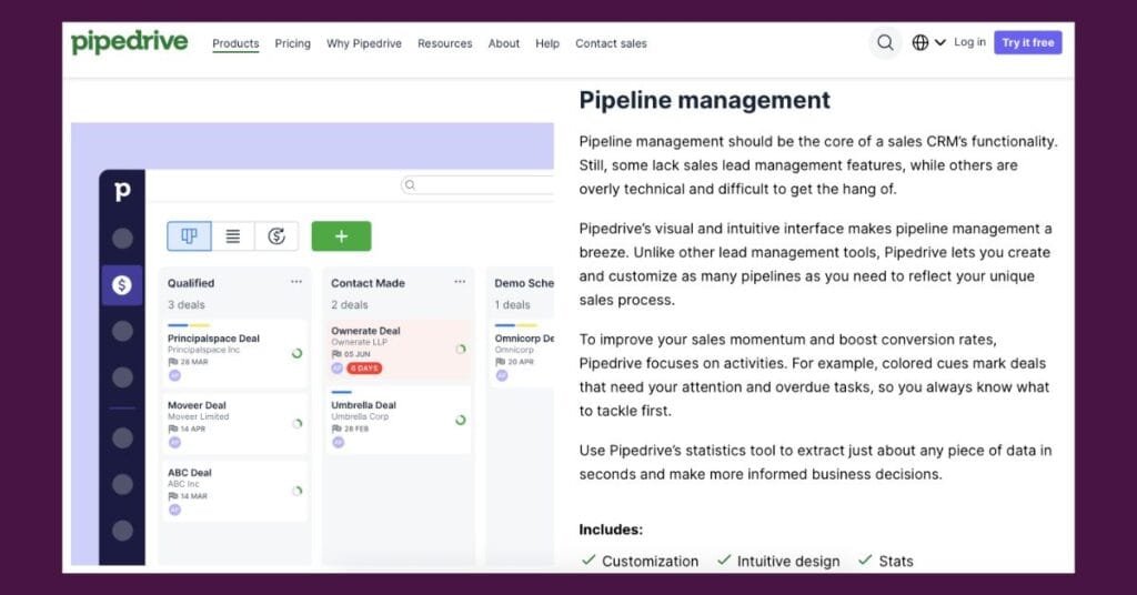 Pipedrive pipeline management