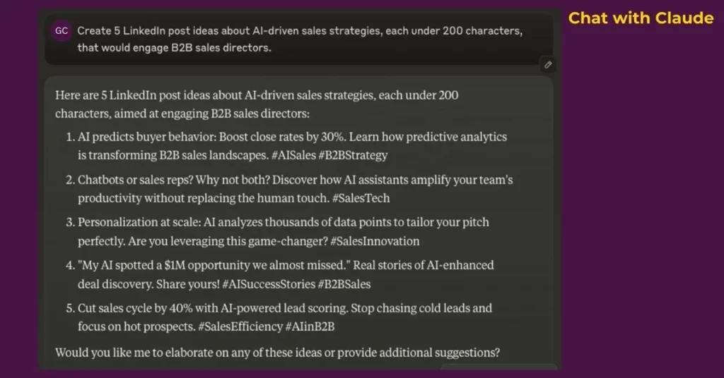 Claude AI conversation example